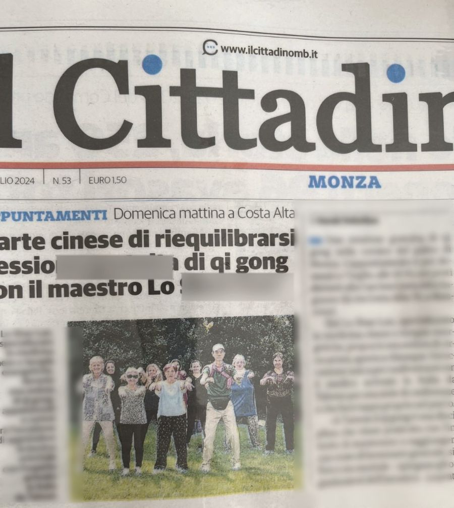 il Cittadino newspaper feature on Master Lo's qigong teaching